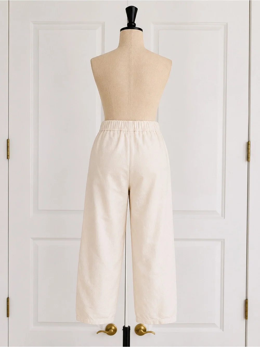 H&M Cream Drawstring Straight Leg Linen Pants